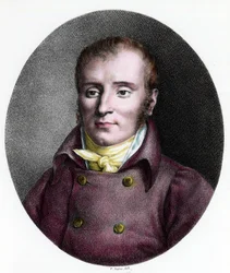 Portræt af Francois Xavier Bichat (1771 - 1802), fransk læge. Indgravering af det 18. århundrede. Privat samling.