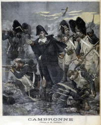 Portræt af general Cambronne (1770 - 1842) under et slag. Illustration af "" Petity Journal"" i 1891.
