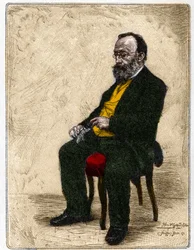 Portræt af Gottfried Keller (1819-1890), tysktalende schweizisk forfatter og digter.