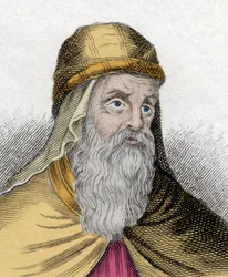 Portræt af Gregor af Nazianz (Naziance), kendt som den Yngre eller Gregor Teologen (329-390), teolog og kirkelærer. Stik fra det 19. århundrede.