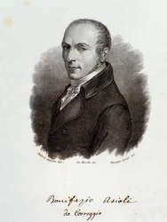 Portræt af den italienske komponist Bonifazio Asioli (gravering. 1800-tallet)