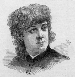 Portræt af Jeanne Samary (1857-1890), fransk komiker, medlem af Comedie Francaise. Indgravering i "" Le Monde Illustré"" n¡1168 af 16. august 1879.