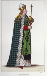 Portræt af Lotharia I (795-855), kejser af Vesten og konge af Italien, gravering fra 1830