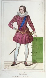 Portræt af Louis XIII (1601 - 1643), konge af Frankrig, gravering af 1830