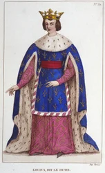 Portræt af Hutinen Ludvig X (1289 - 1316), konge af Frankrig, gravering af 1830