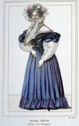 Portræt af Marie Amélie de Bourbon (1782 - 1866), franskmændenes dronning, hustru til Louis Philippe I. Gravering fra det 19. århundrede.