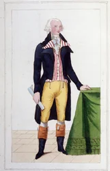 Portræt af Maximilian Robespierre (1758 - 1794) gravering af 1830