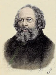 Portræt af Mikhail Aleksandrovich Bakunin (Bakunin) (1814-1876), russisk anarkist.