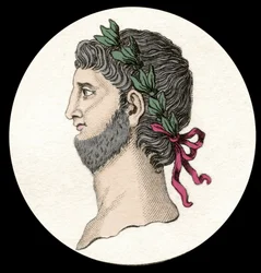 Portræt af Nero Claudius Cæsar Augustus Germanicus (37-68 e.Kr.), romersk kejser. Indgravering af det 19. århundrede.