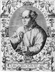 Portræt af Philipp Aureolus Theophrastus Bombast von Hohenheim Paracelsus