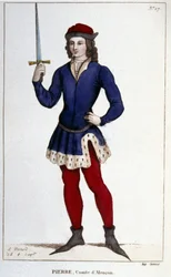 Portræt af Pierre, greve af Alençon (1251 - 1284), Indgravering af 1830.
