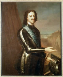 Portræt af Pierre Le Grand i rustning