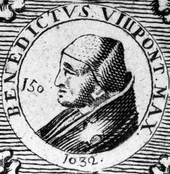 Portræt af pave Benedikt VIII. Indgravering af det 19. århundrede.