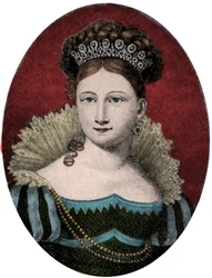 Portræt af prinsesse Louise (Luise) af Sachsen-Gotha-Altenburg (Sachsen Gotha Altenburg) (1800-1831). Indgravering af det 19. århundrede
