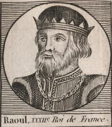 Portræt af Raoul af Frankrig (eller Rodolphe, ca. 890-936) Konge af francen - Rudolph (Raoul, Rodolphe) af Bourgogne, konge af Frankrig (923-936) - gravering fra "Instruction sur l
