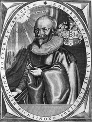 Portræt af Robert Fludd (1574-1637) engelsk læge og humanist. 1700-tals stik.