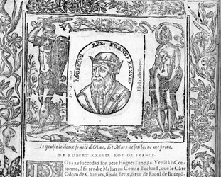 Portræt af Robert Le Pieux, konge af Frankrig fra 996 til 1031.
