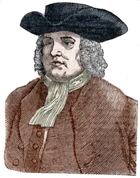 Portræt af William Penn (1644-1718) Grundlægger af Pennsylvania. Engelsk religiøs reformator og klummeskribent.