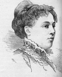 Portræt af Zelia Provost Ponsin (Provost-Ponsin), fransk komiker, medlem af Comedie Francaise fra 1860 til 1880. Indgravering i "" Le Monde Illustré"" n¡1168 af 16. august 1879.