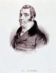 Portræt af den engelske komponist Daniel Francois Esprit Auber (1782-1871) Gravering. 19. århundrede. Milano, biblioteca del conservatorio