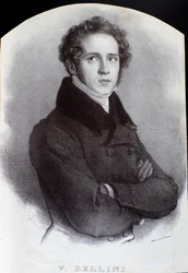 Portræt af den italienske komponist Vincenzo Bellini (gravering. 1800-tallet)
