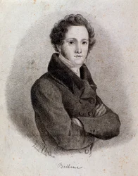 Portræt af den italienske komponist Vincenzo Bellini (stik. 1800-tallet)