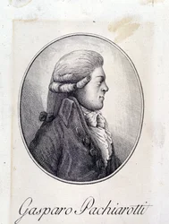 Portræt af den italienske kastrat Gasparo Pacchierotti (Pacchiarotti) (1740 - 1821). Indgravering af det 19. århundrede.