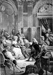 Læsning af "" Paul og Virginie"" i Madame Neckers saloner - i "" Histoire de France"" af Guizot