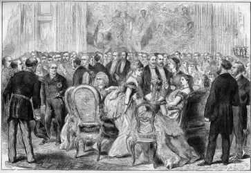 Modtagelse af præsident Adolphe Thiers i Elysee-paladset i januar 1873.