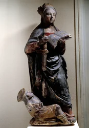 Repræsentation af St. Catherine af Siena. Polykrom kalkstensskulptur. 15. århundrede. Compiegne, Vivenel Museum