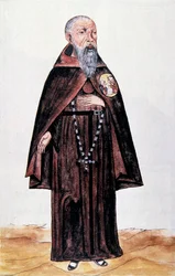 Repræsentation af en munk af franciskanerordenen, fra "Trujillo del Peru" eller "Codex Martinez Companion", af Baltazar Martinez Companion og Bujanda, biskop af Trujillo (1782-1785)