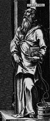 Repræsentation af den græske filosof stoicist Cleanthe (330-232 f.Kr.)"" Indgravering fra frontispice af "" Philosophical Works"" af Seneque