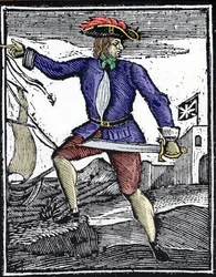 Repræsentation af piraten Howell Davis, aktiv omkring 1718-1719.