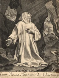 Sankt Bruno, grundlægger af Karteuserordenen (Köln, v. 1035 i Serra San Bruno, Calabrien).