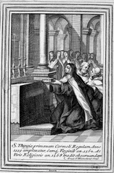 Den hellige Therese af Jesus eller den hellige Therese af Avila (1515-1582) beder.