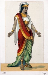 Serie af kromolitografier af operakostumer i anledning af den første repræsentation af Aida af Giuseppe Verdi: Aida. 1872