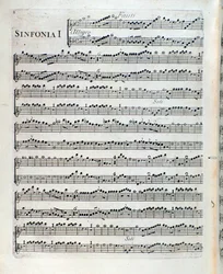 Nodehæfter for fløjten i den første symfoni af Sei sinfonie a piu strumenti op. 5 af Francois Joseph Gossec