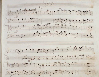 Nodeblad til operaen Mithridate af Giuseppe Aldrovandini (1706)