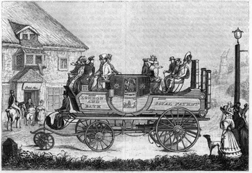 Dampbil fra Gurney (Gurney Goldsworthy) eksperimenterede i London i 1827.