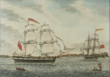 T.G. William Broderick at the Mouth of the Tyne (akvarel og blæk på papir)