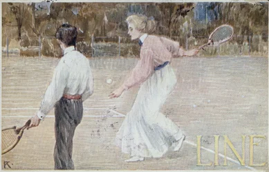 Tennisspillere - postkort, omkring 1890