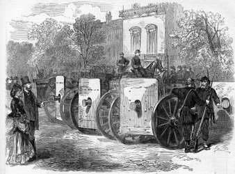 Kommunen i Paris i 1871. Pansret maskingevær brugt af federes (communards)