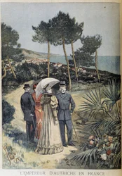 Kejseren af Østrig i Frankrig (besøg af det kejserlige par Frans Josef og Elisabeth af Østrig (Sissi) på den franske riviera) - i Le Petite Journal du 19/03/1894