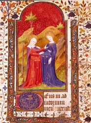 Miniaturebesøget fra Isabella af Castiliens timebog kendt som Isabella Iere den katolske (1451-1504) Sevilla fra det 15. århundrede, Biblioteca Colombina