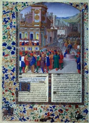 Romerne forbereder sædet for Veies i 396 f.Kr. Miniature fra "" Histoire romaine" (Ad urbe condita) af Tite Live (59 f.Kr.-17 e.Kr.) (Titus Livius), oversat af Pierre Bessuire 1450-1500 Paris, BN