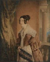 The Wife of Captain William Hewett, ca. 1840 (akvarel, træ, glas)