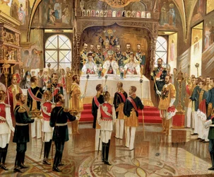 Kroningen af zar Nikolaj 2. (1868-1918) i Moskva, Rusland