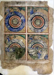 Verdens skabelse. Genesis. Miniaturer fra codex 212 (eller Padovano Codice eller Bible of Padua) 1390-1400 Rovigo, Accademia dei Concordi