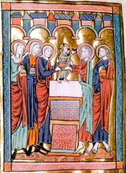 Præsentationen ved miniaturetemplet taget fra "" Liber Psalmorum Cum Calendario"" eller "" Psaltier à l