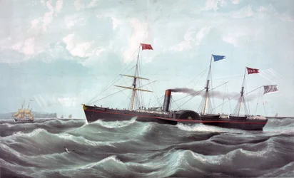 Dampbåden US Atlantic (US post dampskib Atlantic) Litografi 1850